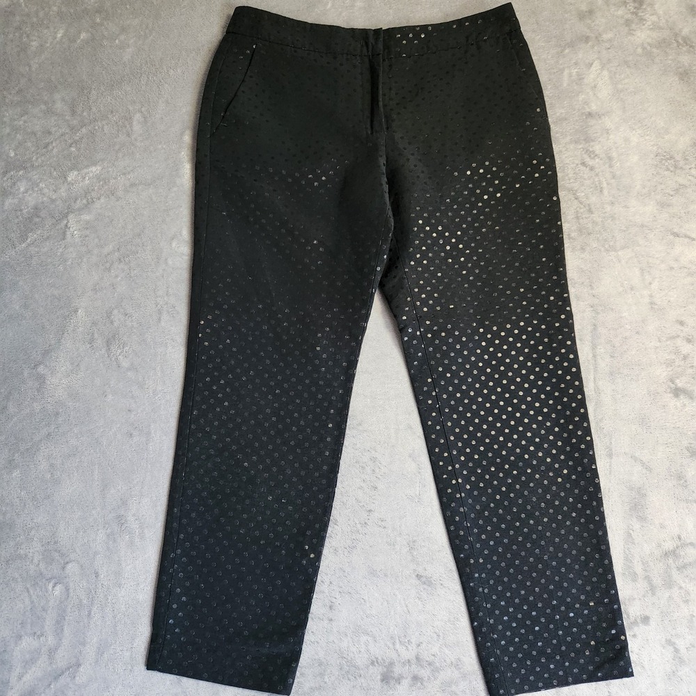 WEEKEND MAX MARA Black Metallic Polka Dot Cigarette Pants Size 6 Cotton Blend